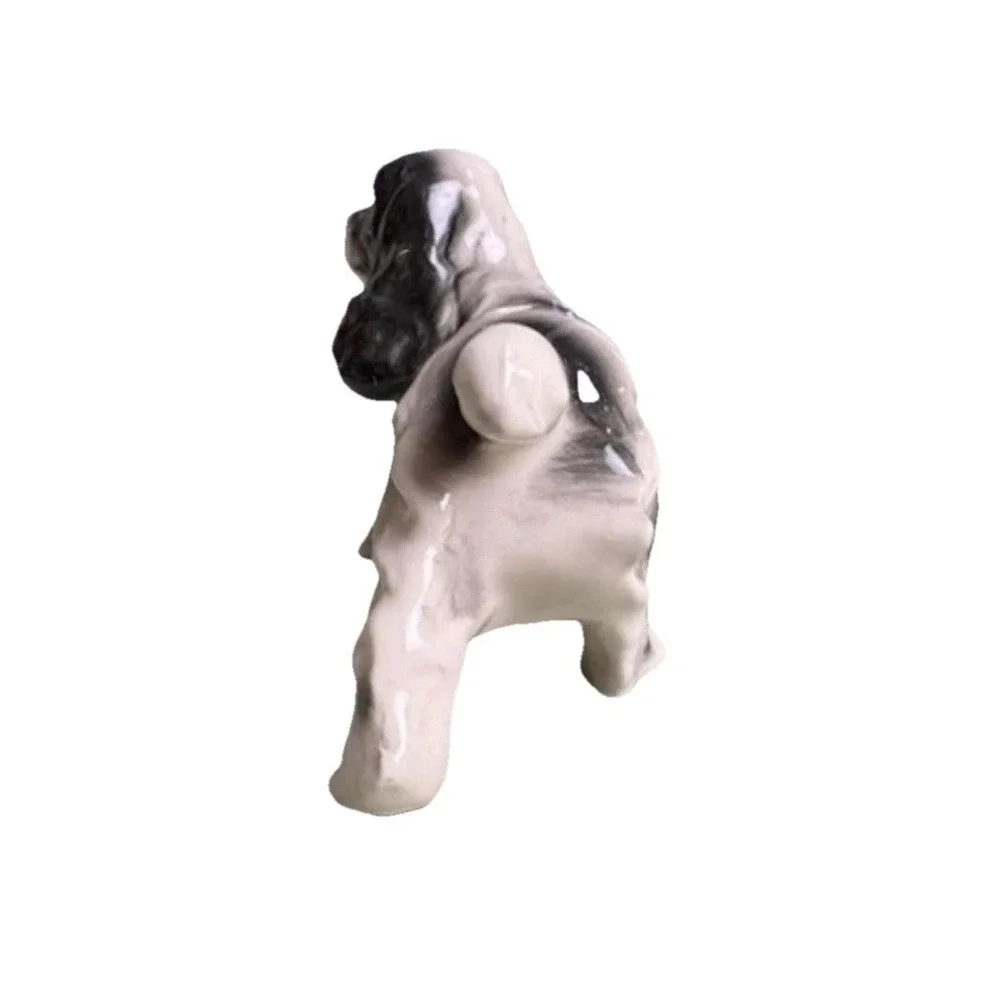 Vintage Black and White Porcelain Irish Setter Cocker‎ Spaniel Dog Mini Figurine